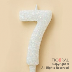 VELA NUMERAL CHICO 5.5 CM CON GIBRE BLANCO NUMERO 7 x 1